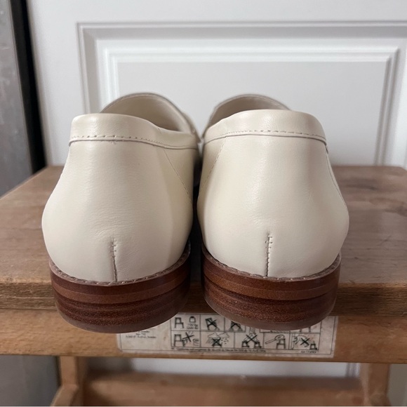 Quince Italian Leather Bow Penny Loafer Women’s Size 10 White Cream Bone Preppy - Picture 4 of 7